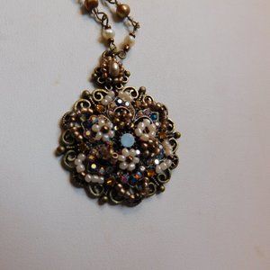 Vintage Cookie Lee Beaded Medallion Necklace